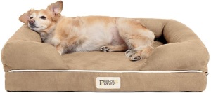 Friends Forever Memory Foam Orthopedic Dog Bed with Removable Cover, Small 20" x 25", Khaki Beige - Appears New 