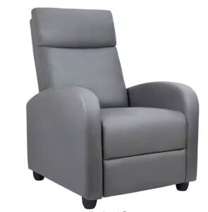 Gray Single Recliner Chair Padded Seat PU Leather - One Foot Cracked