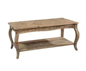 Alaterre Furniture 42 in. Driftwood Large Rectangle Wood Coffee Table with Shelf 