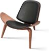 Mid Century Modern Shell Chair, Faux Leather