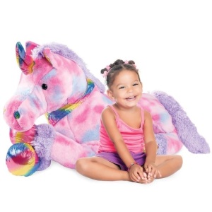 Kids Extra Large Life-Size Plush Rainbow Unicorn Stuffed Animal w/ Soft Fur  52"(L) x 17.25"(W) x 17"(H)