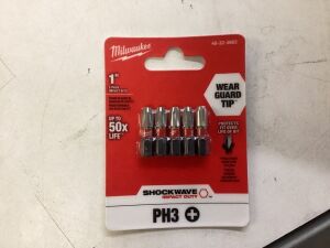 Case of (45) Milwaukee Shockwave Impact Phillips #3 Insert Bits, 5 pk 