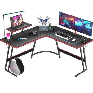 L Shaped Gaming Desk 51 in. with Large Monitor Riser Stand