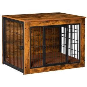 Bigrab Dog Crate End Table with Thick Cushion, Medium