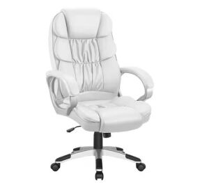 White Big and High Back PU Leather Executive Computer Chair with Lumbar Support