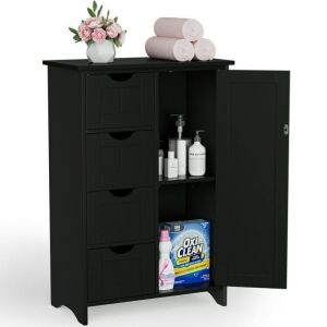 Freestanding Storage Cabinet with 4 Drawers and 1 Cupboard