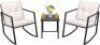3 Piece Outdoor&nbsp;Rocking Wicker Bistro Set, Beige