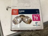 Lot of (24)&nbsp;SharkBite Max 1/2 Inch 90 Degree Elbow,&nbsp;Push to Connect Brass Plumbing Fitting