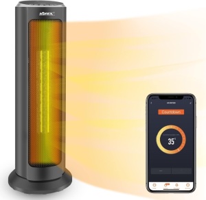 Smart WIFI Electric Space Heater, KOREX Slim Ceramic Tower Heater Works with APP Alexa & Google 1500W Black