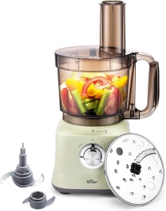 Bear Food Processors, 800W Multifunctional Vegetable Chopper & Meat Grinder for Slicing, Shredding, Puree and Dough,8 Cup Easy-clean Bowl, Reversible Disc, Stainless Steel Blade and Dough Blade