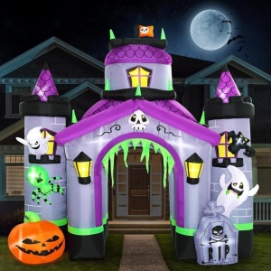 Funflatable Halloween Inflatables Giant 12.5 FT Haunted House Castle Archway Outdoor Decorations, Large Halloween Arch Blow Up Yard Decorations for Front Lawn Garden Decor