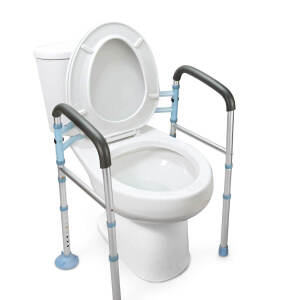 Width Adjustable-300LBS Capacity Stand Alone Toilet Safety Frame