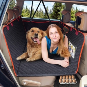 SerPro Back Seat Extender for Dogs,Hard Bottom Dog Car Seat Cover,Waterproof Dog Bed Hammock for Car Travel Camping,Pet Dog Bed Mattress Backseat Protector for Dogs Most Cars Suvs