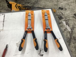 Lot of (2) Fiskars Power-Lever Hedge Shears 10"