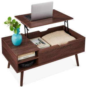 Wooden Mid-Century Modern Lift Top Coffee Table w/ Removable Shelf  39.5"(L) x 19.75"(W) x 17.5"(H)