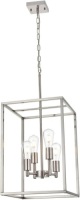 Lucidce Brushed Nickel Chandelier 4-Light Foyer Chandelier Industrial Lantern Pendant Light Metal Square Ceiling Hanging Lights for Dining Room