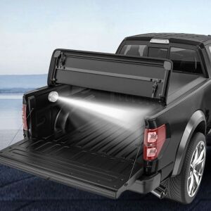 POLEMOTOR 5.5FT Soft Quad-Fold Tonneau Cover For 2015-2022 Ford F150 (Excl. Raptor Series)