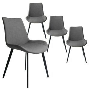 Grey PU Leather Dining Chairs, Set of 4 