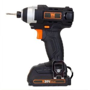 WEN 49135 20-Volt MAX Lithium-Ion Cordless 1/4-Inch Impact Driver w/ Battery, Bits, Charger and Carrying Bag