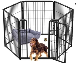 FXW Dog Playpen Designed for Indoor Use, 32" Height for Medium Dogs in Black