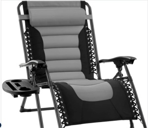 Oversized Padded Zero Gravity Chair, Folding Recliner w/ Headrest, Side Tray $149.99