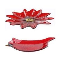 Celebrations Cardinal and Poinsettia Glass Dishes