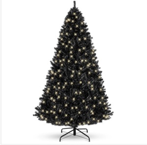 4 1/2' Pre-Lit Artificial Black Christmas Tree w/ Incandescent Lights, Metal Stand$85.99