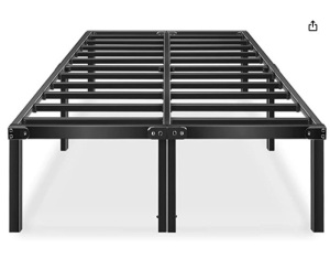 HAAGEEP 18 Inch Full Bed Frame No Box Spring Needed Metal Platform Bedframe with Storage for Kids High Tall Black $99.82