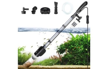 AQQA Aquarium Vacuum Gravel Cleaner Electric Fish & Turtle Tank Water Changer 6 in 1 Multi-Functional Aquarium Cleaning Tools Set for Water Cleaning & Circulation (20W, 320GPH)