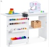 Folding Sewing Table Multipurpose Craft Station & Side Table w/ Wheels