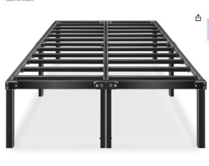 HAAGEEP 18 Inch King Bed Frame High Metal Bedframes Platform No Box Spring Needed with Storage Heavy Duty