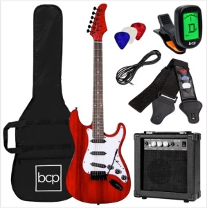 Beginner Electric Guitar Kit w/ Case, 10W Amp, Tremolo Bar - 39in $229.99