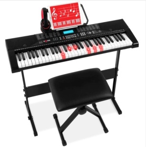 61-Key Beginners Electronic Keyboard Piano Set w/ Lighted Keys, Headphones $239.99