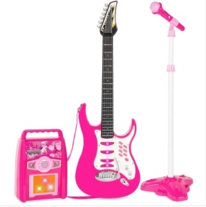 Kids Electric Guitar Toy Play Set w/ 6 Songs, Microphone, Amp $139.99