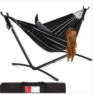 2-Person Brazilian-Style Double Hammock w/ Carrying Bag and Steel Stand $149.99