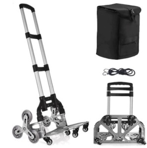 Stair Climbing Hand Truck,Heavy-Duty Hand Cart with Telescoping Handle, 165 LBLoad Capacity,6-Wheel Folding Cart for Moving and Office Use