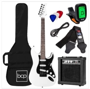 Beginner Electric Guitar Kit w/ Case, 10W Amp, Tremolo Bar - 39in