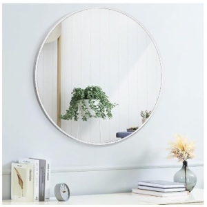 20" Round Mirror Circle Wall Mounted Hanging or Against Wall Metal Frame Dressing Make-up Mirrors for Entryway Bedroom Bathroom Living Room 20 inch Silver