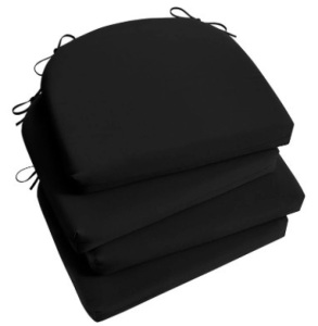 Basic Beyond Outdoor Chair Cushions for Patio Furniture, Waterproof Outdoor Cushions, Round Corner Patio Chair Cushions Set of 4 with Ties, 17"x16"x2", Black