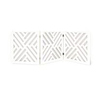 Indoor/Outdoor Solid Wood Lattice Freestanding Foldable Adjustable 3-Section Pet Gate