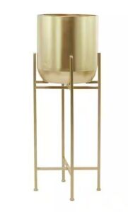 Litton Lane 13 in. Extra Large Gold Metal Indoor Outdoor Dome Planter with Removable Stand 