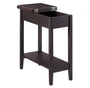 Espresso Narrow Flip Top End Table with Storage