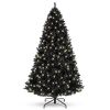 4.5' Pre-Lit Artificial Black Christmas Tree w/ Incandescent Lights, Metal Stand 