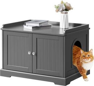 BigRab Cat Litter Box Enclosure with Removable Divider