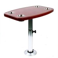 OUKANING RV Adjustable Oak Table with 4 Cup Holders,&nbsp;23.6 x 15inches - Unknown if Hardware is Complete