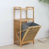 Wooden Folding Laundry Hamper with Shelf&nbsp;