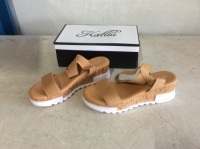 &nbsp;Katliu Cork Wedge Platform Sandals with Elastic&nbsp;Ankle Strap, Womens 9 - Appear New