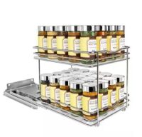LYNK&nbsp;8-1/4 in. Wide Double Silver Chrome Slide Out Spice Rack Pull Out Cabinet Organizer