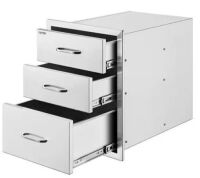 VEVOR 18 in. W x 23.2 in. H x 23.1 in. D Outdoor Kitchen Stainless Steel Triple BBQ Access Drawers with Chrome Handle&nbsp;