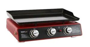 Royal Gourmet 3-Burner Propane Griddle, Portable Table Top 24-Inch Gas Grill in Red 